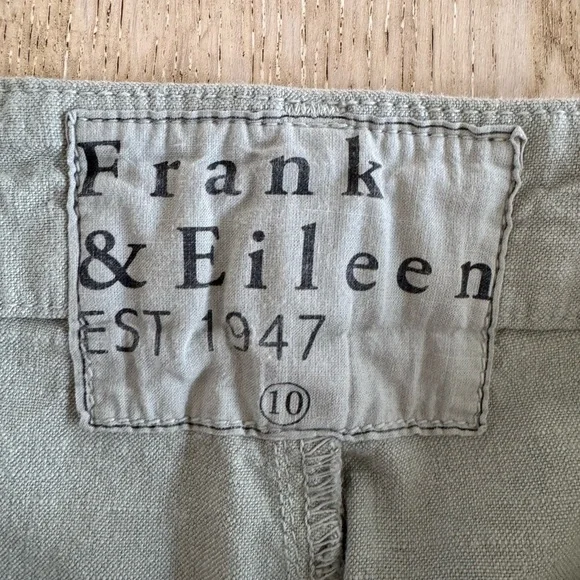 Frank & Eileen Kinsale Trouser Italian Performance Linen Sage Size 10 - Picture 7 of 9